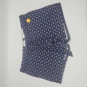 Liz Claiborne Classic Shorts American Navy Blue Tile Pattern Women's Size 18